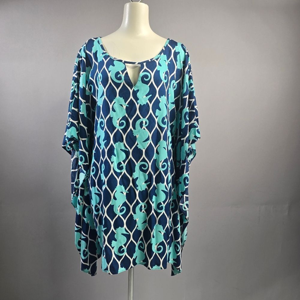 Escapada Navy and Aqua Print Dress R14